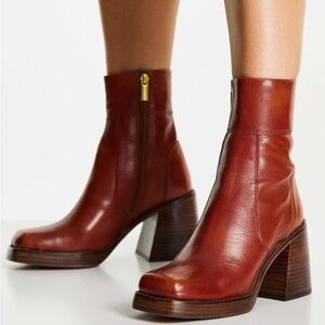 ASOS DESIGN Region Leather mid-heel boots